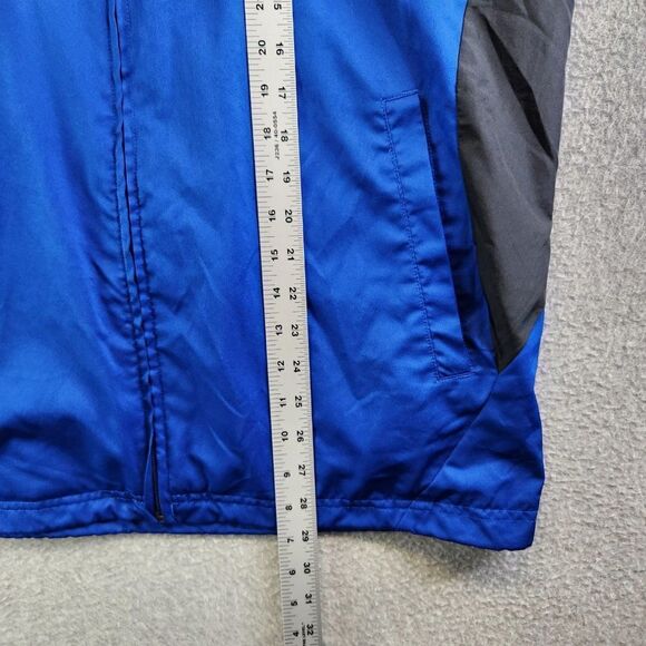 Adidas Windbreaker Jacket Mens M Blue Drive 2 Stowaway Hood Mesh Lined Track - Picture 12 of 15